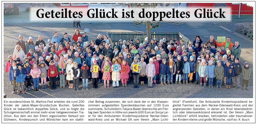 Zeitungsartikel Spendenübergabe 2025